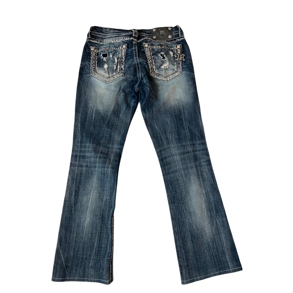 Women's Distressed Blue Jeans - Picture 9 of 9